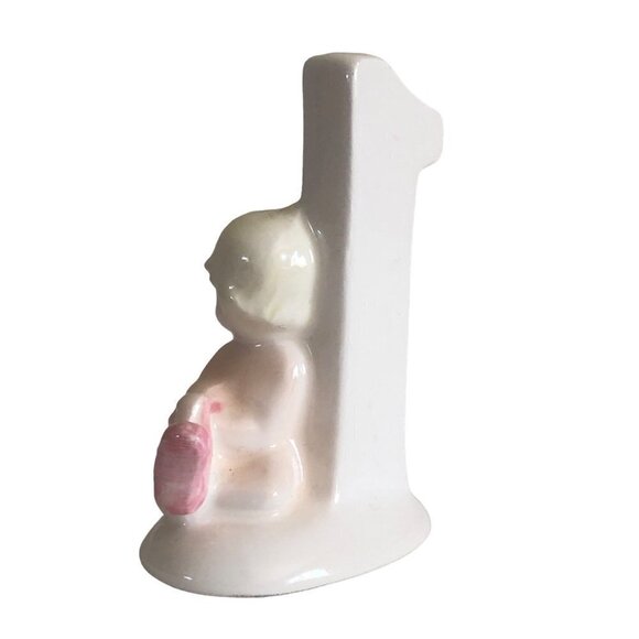VINTAGE Baby 1st Year Ornament Cake Topper Figurine Ceramic Decor - Picture 2 of 6